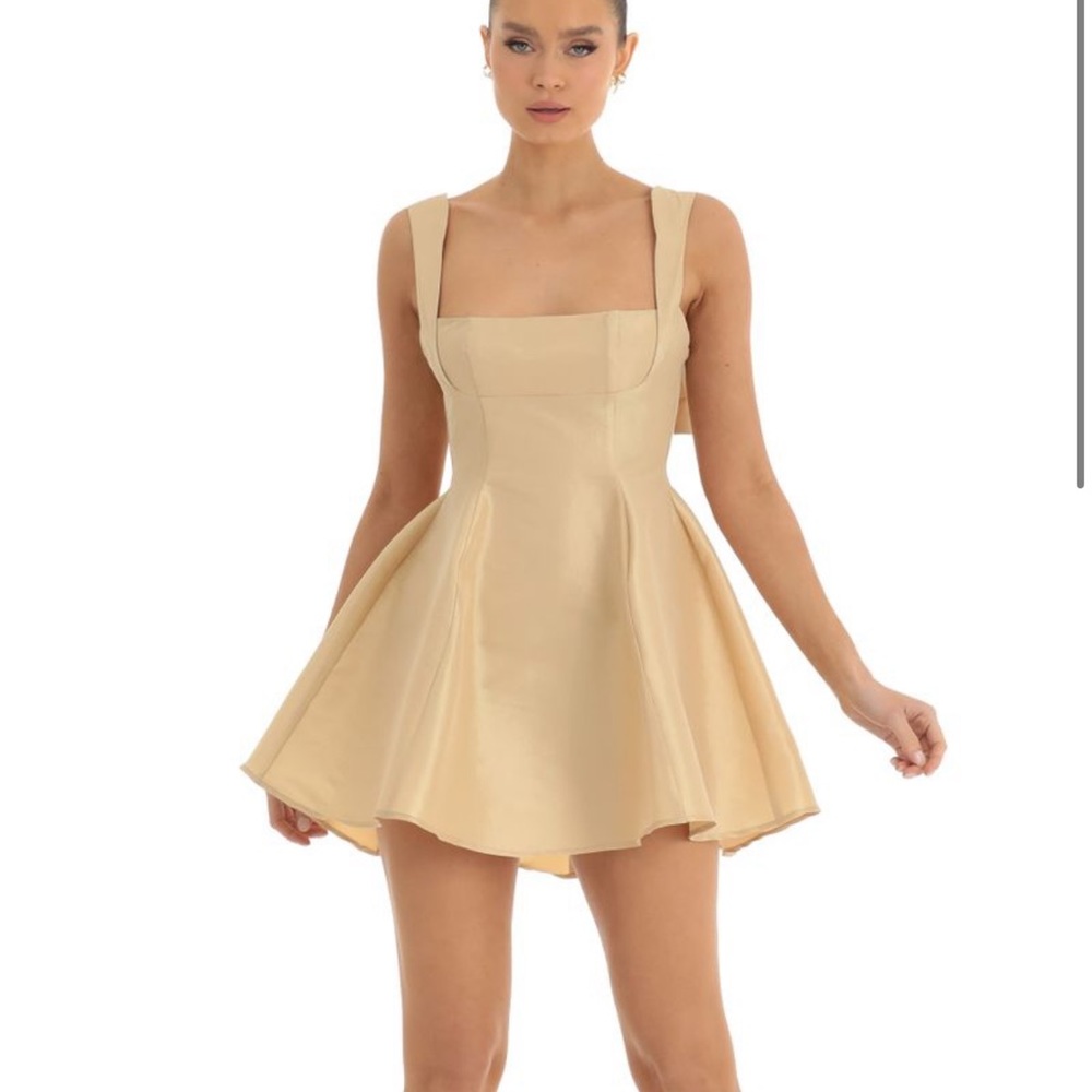 Lucy in the Sky Foxie Fit and Flare Dress in Champagne WORN ONCE